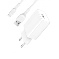 Сетевое зарядное устройство SkyDolphin SC36V 1 USB 2.4A с кабелем Micro USB White (MZP-000118)