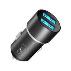 Автомобільний зарядний пристрій Sky Dolphin SZ02 Aluminium 2USB 2.4A Black (AZP-000074)