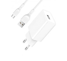 Мережевий зарядний пристрій SkyDolphin SC36T 1 USB 2.4A с кабелем Type-C White (MZP-000117)