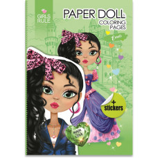 Раскраска с наклейками Paper doll Emeli 210х297 мм 8 листов 23270