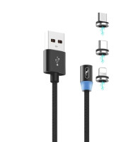 Кабель SkyDolphin S59KIT Magnetic 3 в 1 USB - Lightning + microUSB + Type-C 2.4A 1 м Black (USB-000547)
