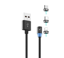 Кабель SkyDolphin S59KIT Magnetic 3 в 1 USB - Lightning + microUSB + Type-C 2.4A 1 м Black (USB-000547)