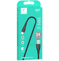 Кабель SkyDolphin S02T Fast Charging USB-USB Type-C 3A 1 м Black (USB-000589)