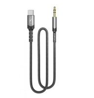 Аудио-кабель SkyDolphin SR29 Aluminium Alloy Braided Wire 3.5 мм - USB Type-C 1 м Black (AUX-000076)