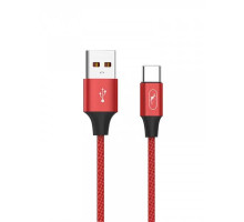 Кабель SkyDolphin S55T Neylon USB - Type-C 2.4A 1 м Red (USB-000437)