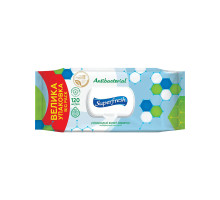 Влажные салфетки SuperFresh Антибактериальные с клапаном 120 шт