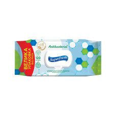 Влажные салфетки SuperFresh Антибактериальные с клапаном 120 шт
