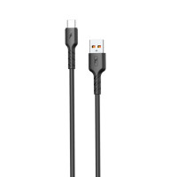 Кабель SkyDolphin S07T TPE High Elastic Line USB - USB Type-C 2.4A 1 м Black (USB-000596)