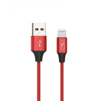 Кабель SkyDolphin S55L Neylon USB - Lightning 2.4A 1 м Red (USB-000435)