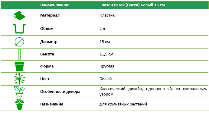Вазон Pasek (Пасек) белый 15 см