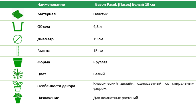Вазон Pasek (Пасек) белый 19 см