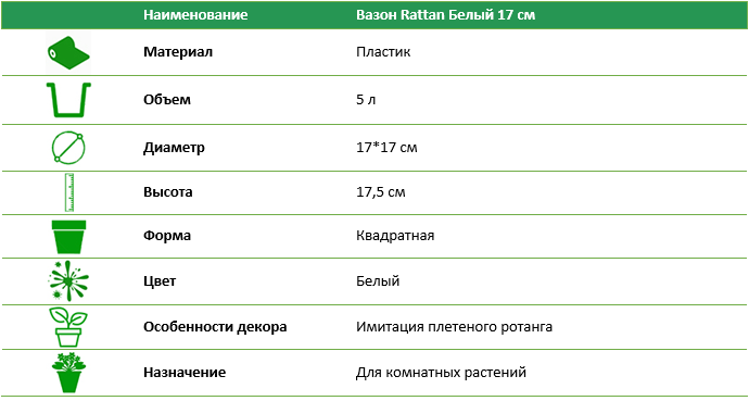 Вазон RATTAN белый 17см