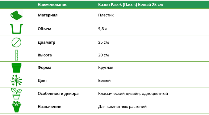 Вазон Pasek (Пасек) белый 25 см