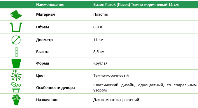 Вазон Pasek 11 см 0,6 л коричневий