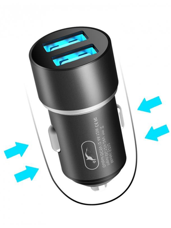    Sky Dolphin SZ02 Aluminium 2USB 2.4A Black (AZP-000074)