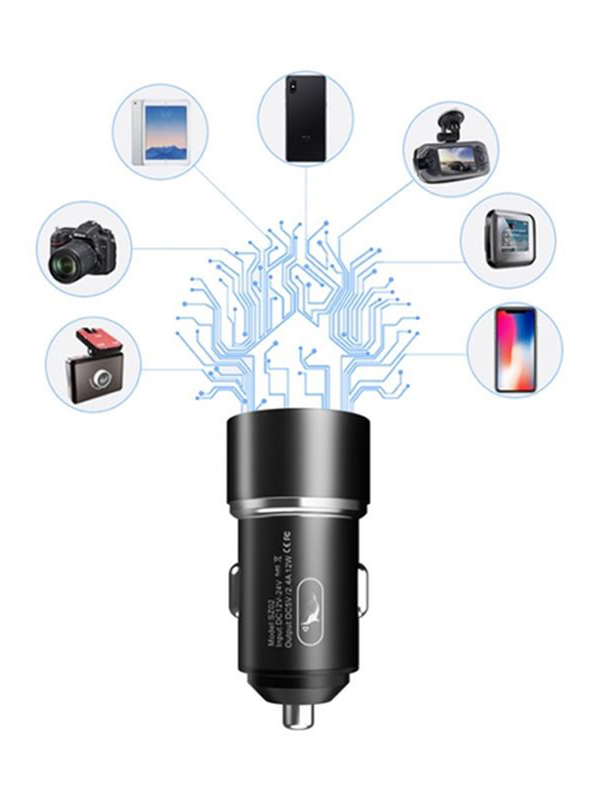    Sky Dolphin SZ02 Aluminium 2USB 2.4A Black (AZP-000074)
