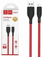  SkyDolphin S35V Neylon Braided USB - micro USB 2.4A 1  Red (USB-000634)